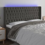 vidaXL Tête de lit à LED Gris foncé 183x16x118/128 cm Velours