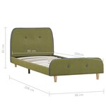 vidaXL Cadre de lit Vert Tissu 90 x 200 cm