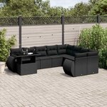 vidaXL Salon de jardin 10 Pièces avec coussins noir résine tressée