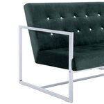 vidaXL Canapé 2 places avec accoudoirs Vert foncé Chrome et velours