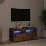 vidaXL Meuble TV avec lumières LED vieux bois bois d'ingénierie
