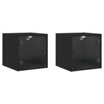 vidaXL Tables de chevet avec portes en verre 2 Pièces noir 35x37x35 cm