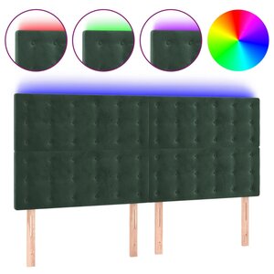 vidaXL Tête de lit à LED Vert foncé 200x5x118/128 cm Velours