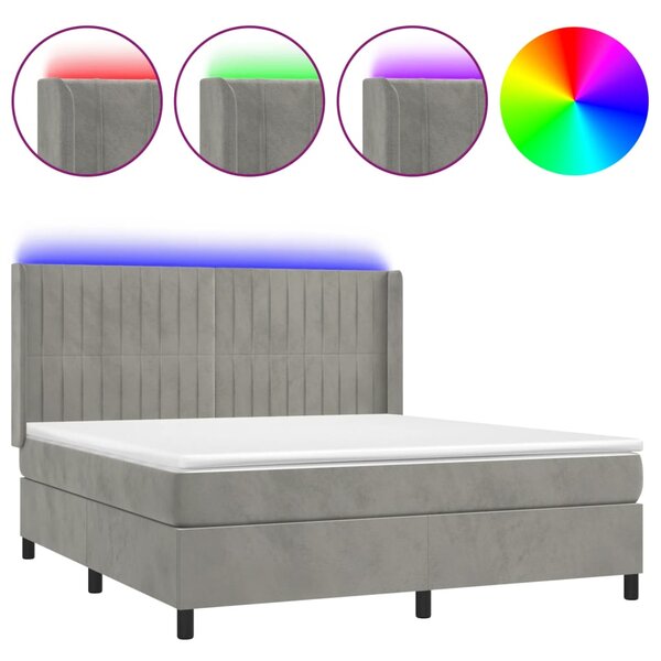 vidaXL Sommier à lattes de lit matelas et LED Gris clair 180x200 cm