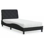 vidaXL Lit avec matelas noir 90x200 cm velours