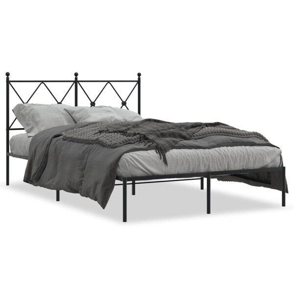 vidaXL Cadre de lit métal sans matelas avec tête de lit noir 120x190cm