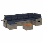 vidaXL Salon de jardin 8 Pièces avec coussins gris résine tressée