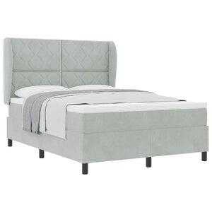 vidaXL Lit à ressorts avec matelas Gris clair 200 x 140 cm Velours