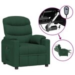 vidaXL Fauteuil inclinable électrique Vert foncé Tissu