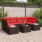 vidaXL Ensemble de canapé de jardin 7 Pièces Marron polyrotin