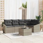 vidaXL Ensemble de canapé de jardin 6 Pièces Gris clair Poly rotin