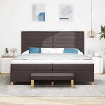 vidaXL Lit à ressorts avec matelas Marron foncé 200 x 200 cm tissu