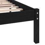 vidaXL Cadre de lit Noir Bois massif 135x190 cm Double