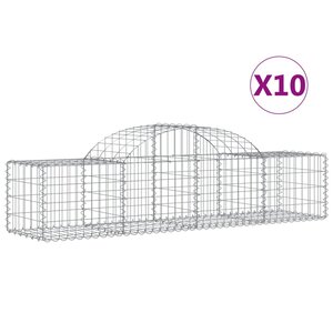 vidaXL Paniers à gabions arqués 10 Pièces 200x50x40/60 cm fer galvanisé