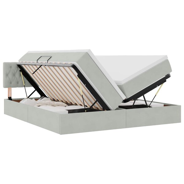 vidaXL Lit de rangement LED avec matelas Gris clair 180 x 200 cm