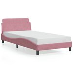 vidaXL Cadre de lit et tête de lit sans matelas rose 100x200cm velours