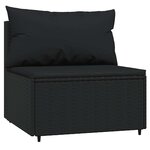 vidaXL Salon de jardin 3 Pièces avec coussins Noir Résine tressée