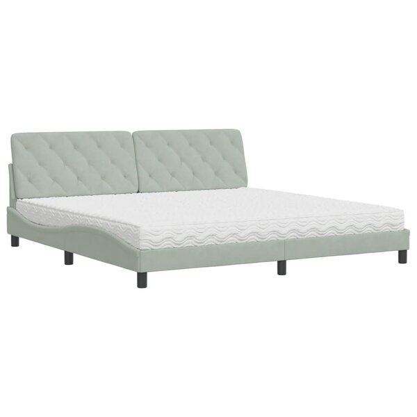 vidaXL Lit avec matelas gris clair 200x200 cm velours