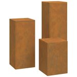 vidaXL Supports pour plantes 3 Pièces Rouillé 24 x 24 x 75 cm