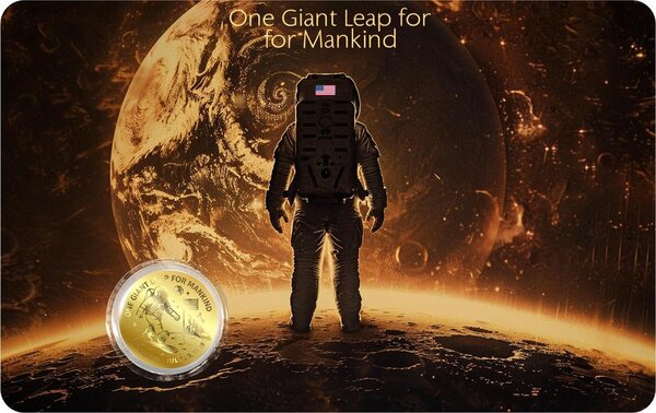 Pièce de monnaie en Or 50 Cents g 0.031 (1/1000 oz) Millésime 2026 ONE GIANT LEAP FOR MANKIND 1/1000