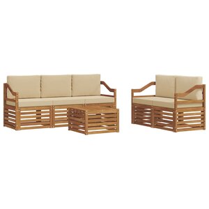 vidaXL Ensemble de canapés d'extérieur 6 pc Naturel et Beige