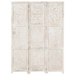 vidaXL Cloison de séparation 3 panneaux Blanc 120x165 cm Bois manguier
