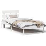 vidaXL Cadre de Lit avec Tête de Lit Blanc 80x200 cm Bois Massif de Pin