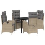 vidaXL Ensemble de Dîner de Jardin 5 Pièces avec Coussins Beige Poly Rattan