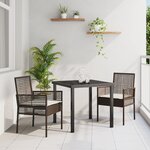 Chaises de jardin vidaXL 2 Pièces avec coussins marron en poly rotin