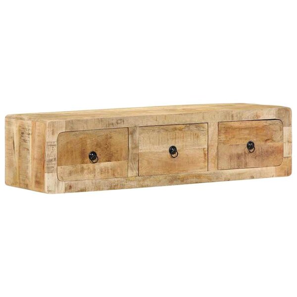 vidaXL Meuble TV mural 100x32x25 cm bois massif manguier brut