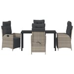 vidaXL Ensemble de Dining de Jardin 5 Pièces Gris Clair en Poly Rattan