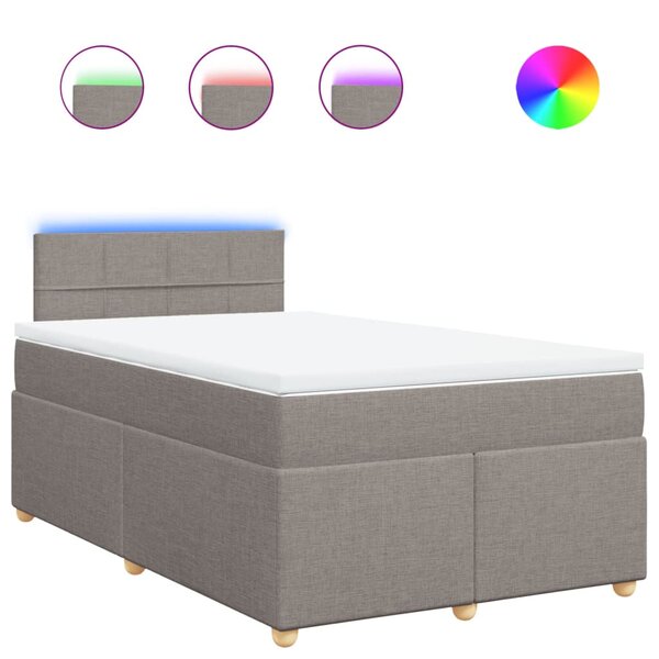 vidaXL Sommier à lattes de lit avec matelas taupe 120x190 cm tissu
