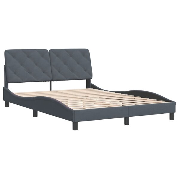 vidaXL Cadre de lit avec tête de lit Gris foncé 140x190 cm Velours