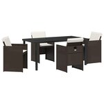 vidaXL Ensemble de salle à manger de jardin 5 pièces avec coussins en rattan poly brun