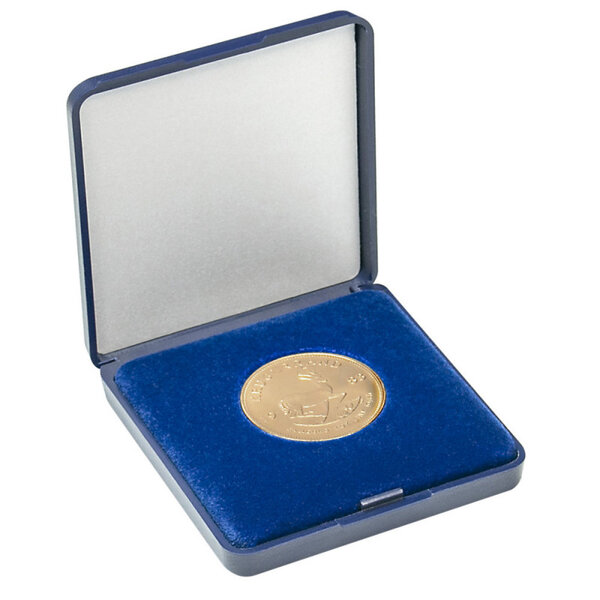 Écrin monnaie avec plateau velours bleu pour pièces de 18 à 50 mm. Diamètre intérieur - 33 mm