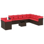 vidaXL Salon de jardin et coussins 11 Pièces marron résine tressée