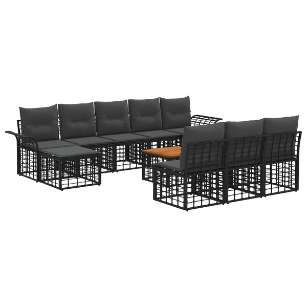 vidaXL Ensemble de canapés d'extérieur 11 Pièces Noir et Gris foncé