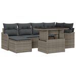 Ensemble de Canapés de Jardin vidaXL 7 Pièces avec Coussins Gris en Rattan Poly