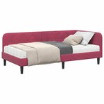 vidaXL Cadre de lit d'angle avec matelas Bordeaux 90 x 200 cm Velours
