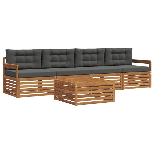 vidaXL Ensemble de canapés d'extérieur 5 pc Naturel et Anthracite