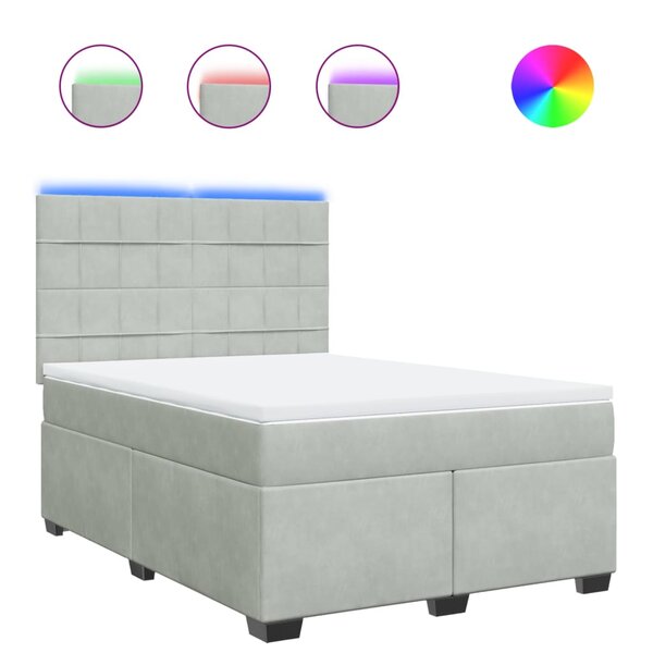 vidaXL Sommier à lattes de lit et matelas Gris clair 160x200cm Velours