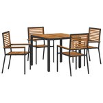 vidaXL Ensemble de salle à manger pour jardin 5 Pièces Noir et Marron