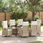 vidaXL Ensemble de jardin 7 pièces avec coussins Beige Poly Rattan