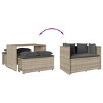 vidaXL Ensemble à manger de jardin 3Pièces coussins gris clair poly rotin