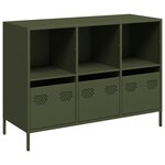 vidaXL Buffet vert olive 101 5x39x73 5 cm acier laminé à froid