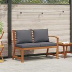 vidaXL Banc de jardin 114 5 cm avec coussin gris foncé Bois d'acacia