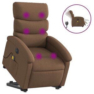 vidaXL Fauteuil inclinable de massage électrique Marron Tissu