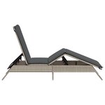 vidaXL Chaise longue avec coussin gris clair résine tressée