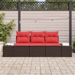 vidaXL Ensemble de Canapés avec coussin 3 Pièces Marron polyrotin