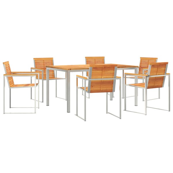 Ensemble de jardin 7 pièces en bois massif d'acacia vidaXL